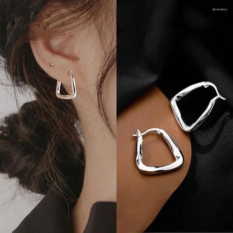 Hoop Earrings REETI 925 Sterling Silver Triangle Gold For Women Gift Earings Fashion Jewelry Korean