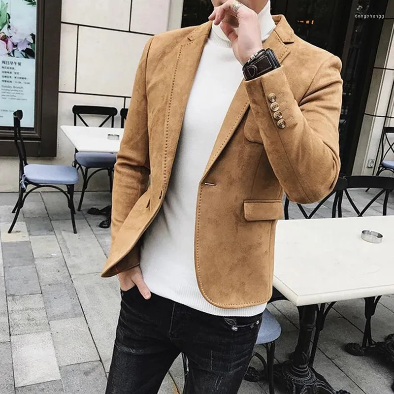Herrenanzüge 2024 Hochwertige Mode All Match Hübscher Trend Business Casual Wildleder Koreanische Version Slim Anzugjacke Polyester