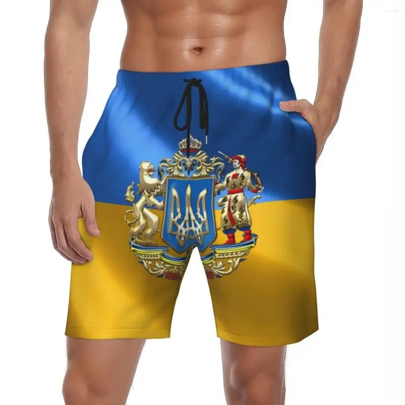 Shorts masculinos 3D Ucrânia Board Summer Fashion Cool Beach Masculino Esportes Surf Rápido Seco Impresso Troncos de Natação