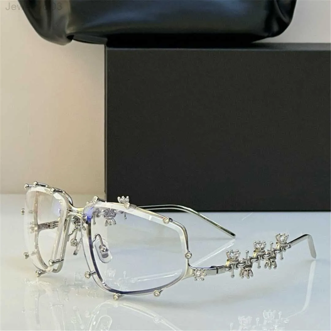 Optiska glasögon för män Kvinnor Retro Designer GM Fashion Diamond Jewelry Glasses Frame Detaljerad Elasticitet Oval Style Anti-Blue Light Lens Plate With Box9Joa