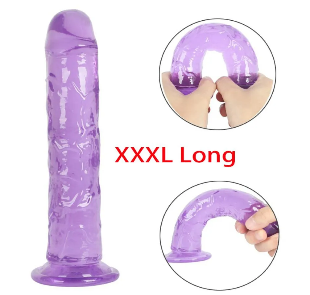 XXXL Dildo con ventosa morbido flessibile inserto super lungo pene anale profonda gola profonda giocattolo del sesso per le donne lesbiche3236144