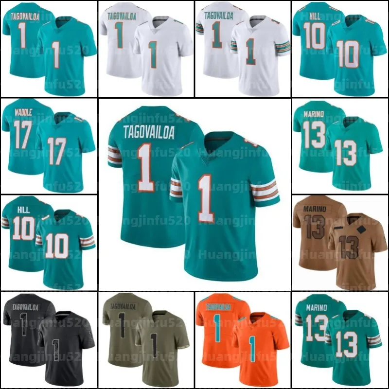 10 Tyreek Hill Tua Tagovailoa Jaylen Waddle Football Jersey Ramsey Bradley Chubb Dan Marino Devon Achane Jevon Holland Jaelan Phillips Jason Taylor Mostert Braxton