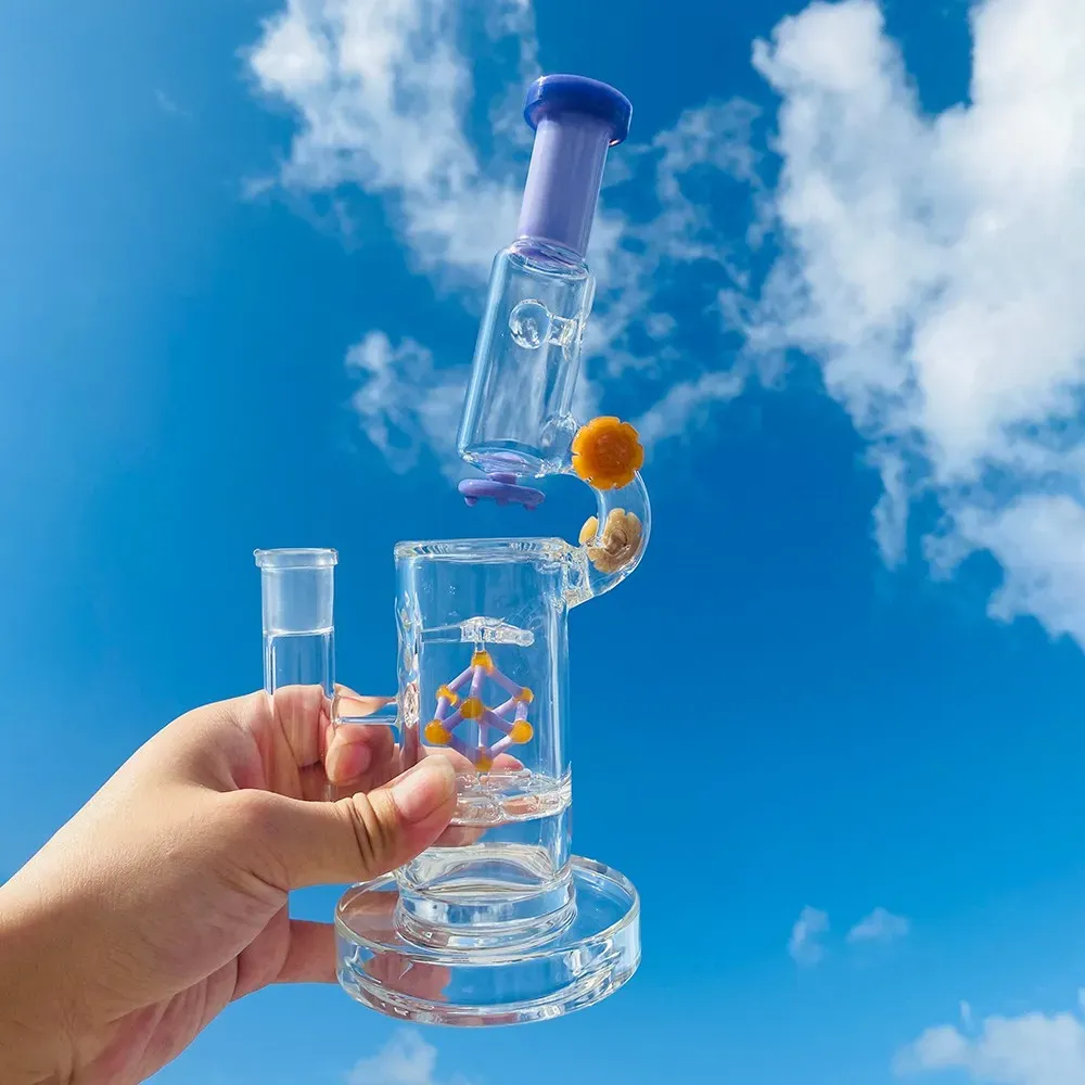 Unique DNA bong hookah 11 inch the helix turbine perc dab rigs thich base oil recycler glass water pipe