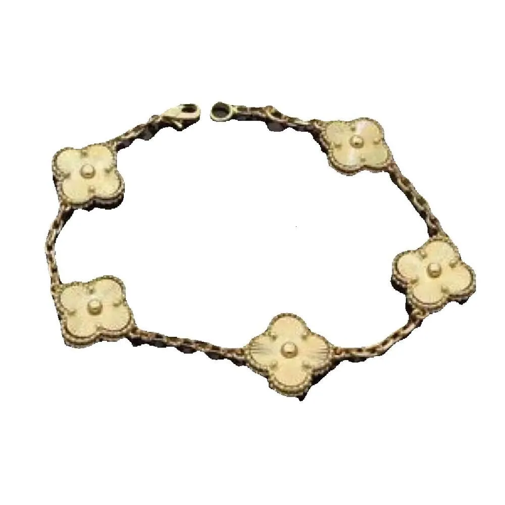 Designer Link Chain Armband Four-Leaf Cleef Clover Womens Fashion Gold Armelets smycken U6 16XW9 14