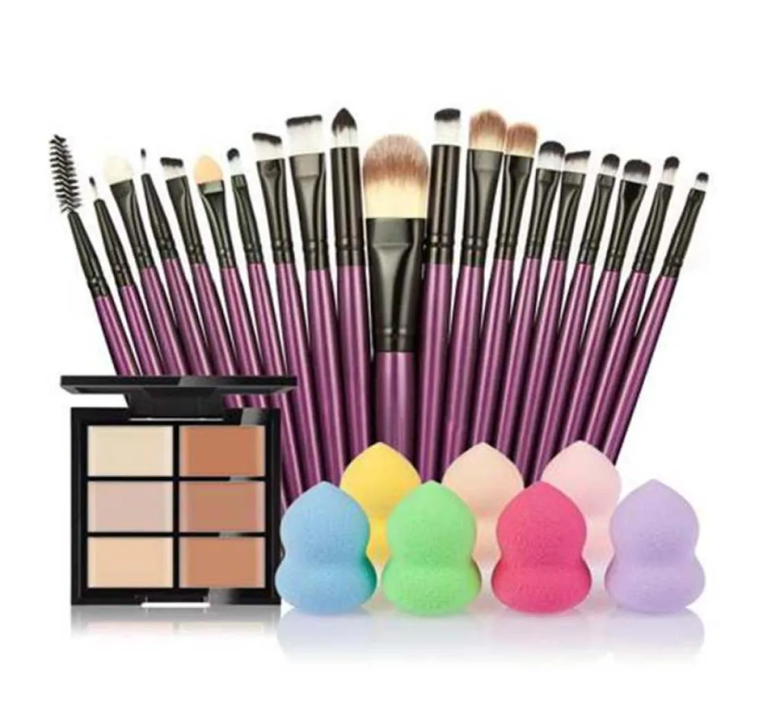 Zestawy całego makijażu 6 kolorów korektor kosmetyków20 makijaż szczotka makijażu gąbki narzędzia do urody kosmetika1212862842