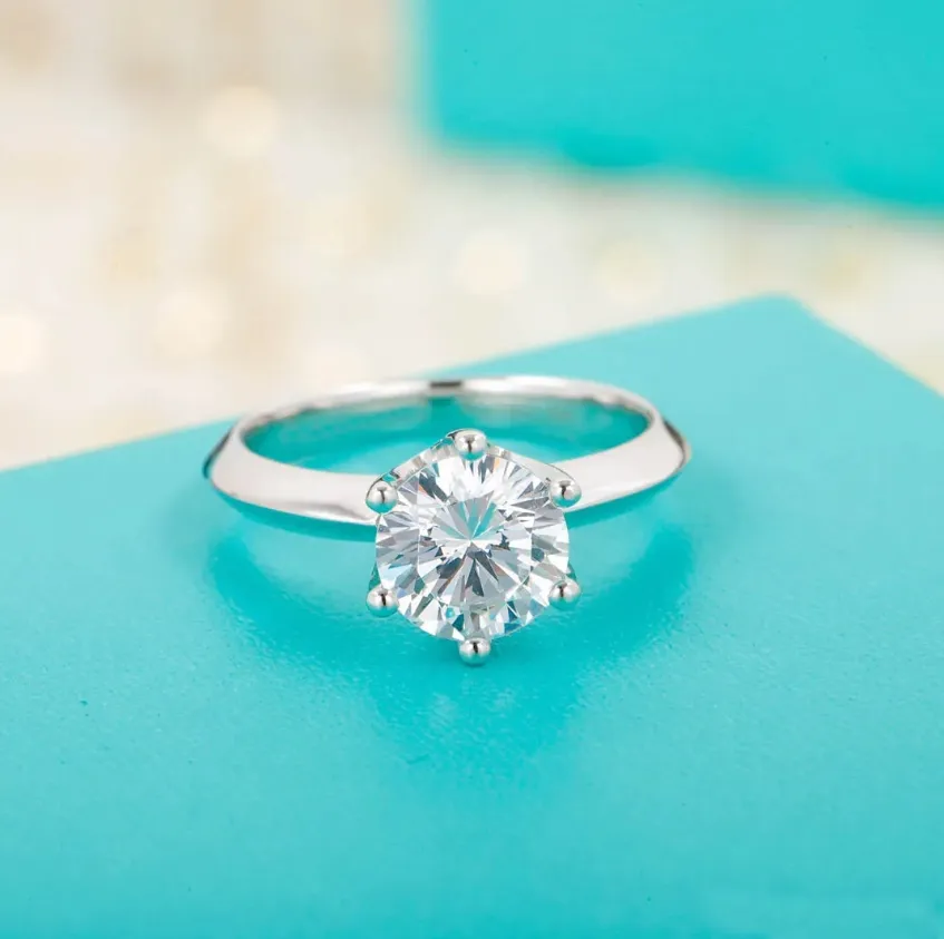 Mieć pieczęć i pudełko 1-3 Karat Designer Diamond Pierścienia Anelli Moissanite 925 Srebrna para obietnicy kobiety poślubić setki ślubne miłośnicy biżuterii