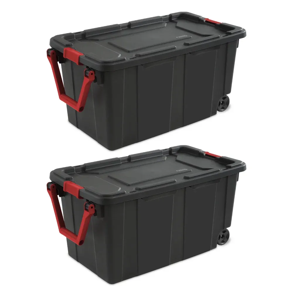 Bakken 40 gallon wielend industrieel tote plastic, zwart, set van 2 opbergdoos boite de rangement