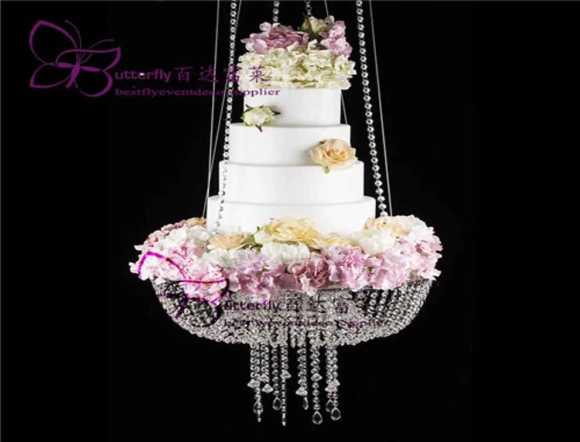 Glass Crystal Chandelier Style Drape Suspenderad Swing Cake Stand Round 18quot9556658