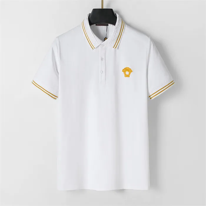 Designer Polo högkvalitativ herrbomull broderad poloskjorta 2024 sommar ny avancerad affärsverksamhet casual lapel kort hylsa t-shirt topp Q1