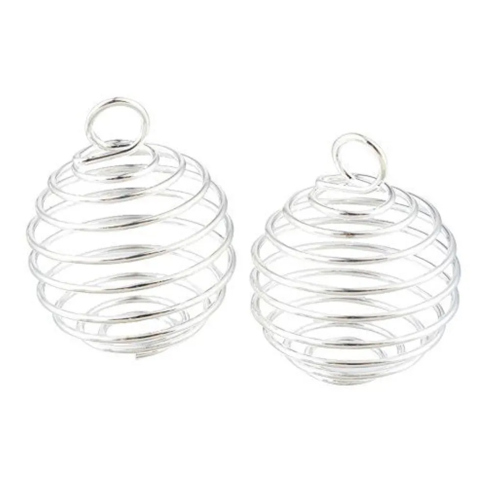 Gabbie con perline a spirale placcate in argento Pendenti con ciondoli Risultati 9x13mm Creazione di gioielli DIY243l