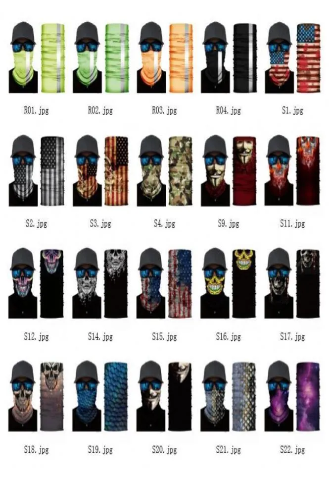 2020 3D Sport Neck Skull Bicycle Fishing Scarf bandanas Shield Face Mask Headband Bandana Headwear Ring Scarf bicycle balaclava3674202