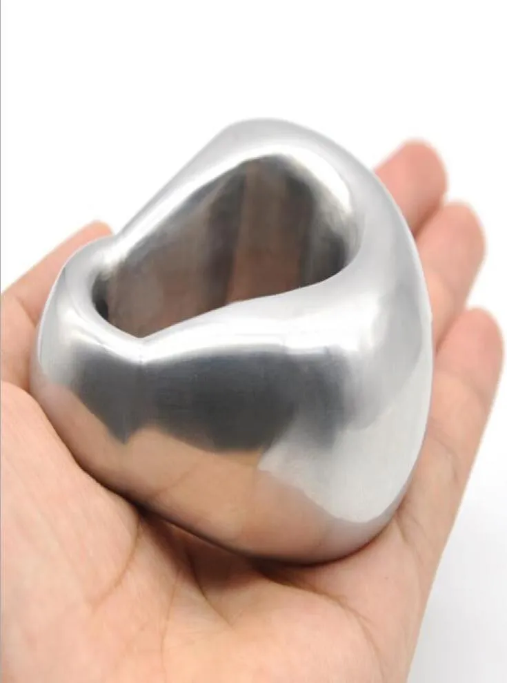 Latest Male Stainless Steel Cockring Delayed Gonobolia Penis Ring Pendant Stimulate Bondage Scrotum Squeeze Testicles Bdsm Sex Toy6748031