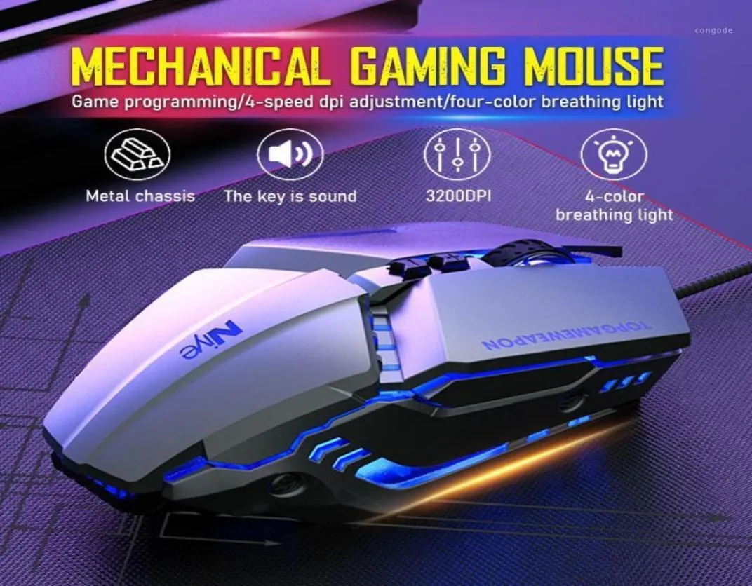 الفئران USB Wired Gaming Mouse 7 Keys 3200DPI Macro Definition Gamer Optical Gamer لأجهزة الكمبيوتر المحمولة MUTE 4 Color LED Light14032393