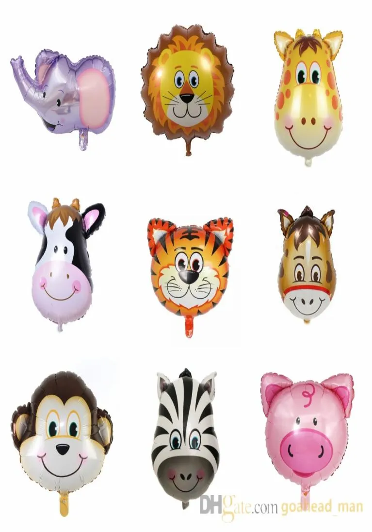 Mix Animal Folon Balon Jungle Safari Çift Yan Karikatür Balonları Çocuklar İçin Hayvanat Bahçesi Tema Doğum Günü Partisi Dekorasyonu Tedarik 3771391