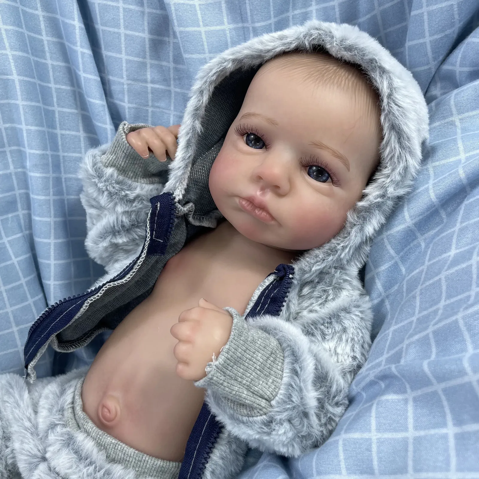 20Inch Reborn Doll Loulou Awake Full Silicone Vinyl Body Washable Born Baby 3D Skin Tone Visible Vens Dolls Gift 240306