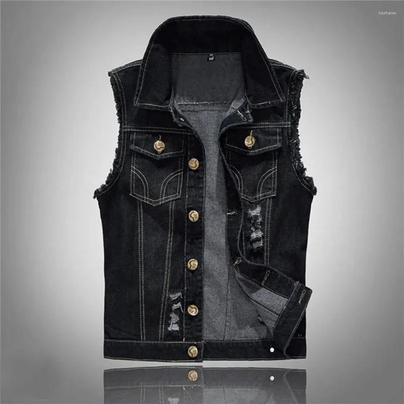 Herenjassen Katoen Jeans Vest Heren Mouwloos Zwart Denim Jasje Winter Warm Mannelijke Fleece Cowboy Vest Hiphop Streetwear