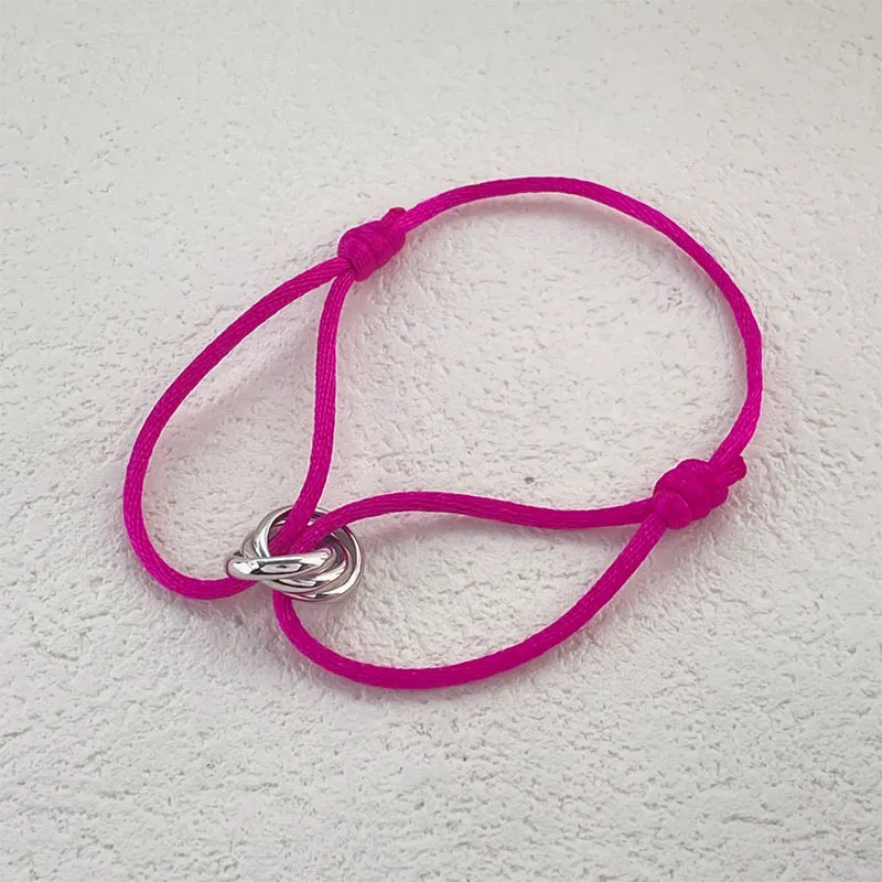 Luxo unissex sorte pulseira de aço inoxidável fivela de prata fita rendas até corrente multicolorido comprimento ajustável diy pulseiras para mulheres jóias presentes