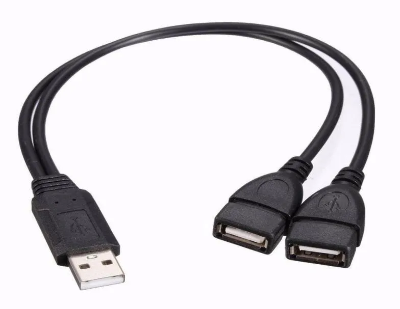 USB 20 A Male to 2 Dual USB Female Data Hub Power Adapter Y Splitter USB Charging Power Cable Cord Extension Cable6513129