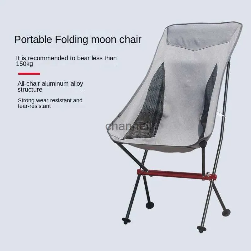 Camp Furniture Portable Outdoor Folding Chair Moon Chair Aluminum Alloy Camping Leisure Fishing Chair Beach Lazy Person Chair Director Chair YQ240315