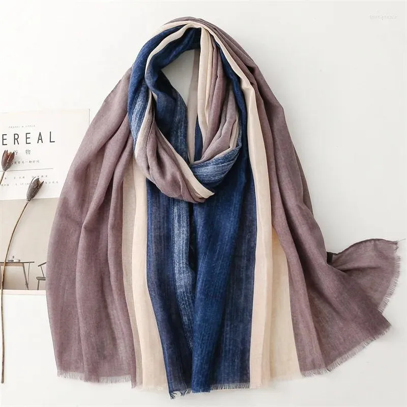 Sjaals herfst winterreizen zonnebrandcrème sjaal vrouw vintage mode nekscherm Koreaanse stijl katoen linnen sjaal bicolor elegantie elegantie