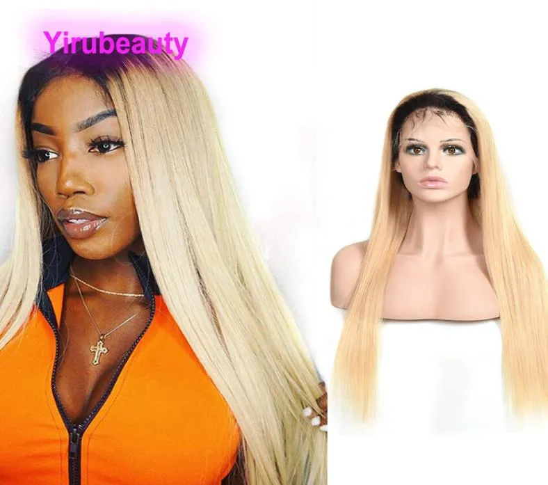 Peruansk människa hår 1B613 Wig Silky Straight 1B 613 Virgin Hair 13x4 Spets Front Wigs Two Tones Color 1028quot5680812