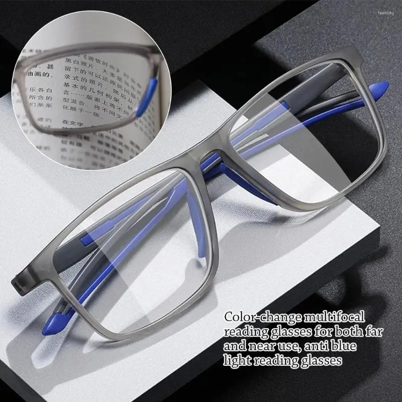 サングラスPochromic Anti-Blue Light Reading Glasses Multifocal Progressive近くの眼光術眼鏡青いレイブロッキング