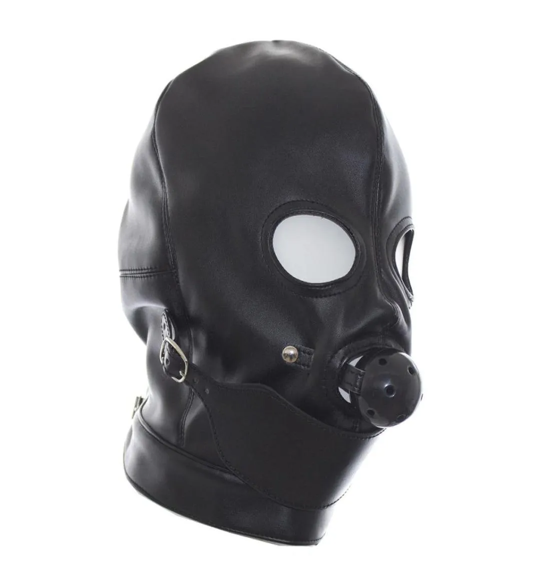 Moda GIMP Maschera completa Cappuccio Occhi aperti con bocca Palla Gag Bondage Fetish Restraint R1725527535