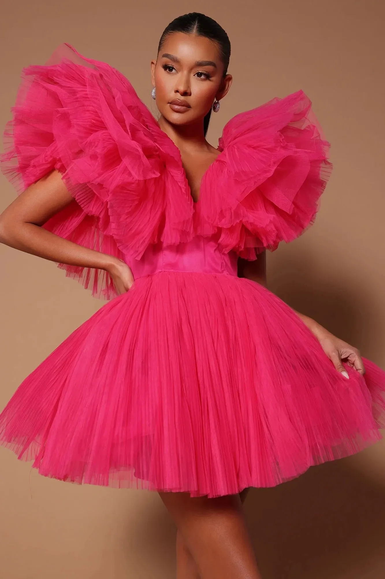 open lace back dress Fairy Ball Gown Strapless Pink Tiered Tulle Long Prom Dresses Evening Dress  P1955