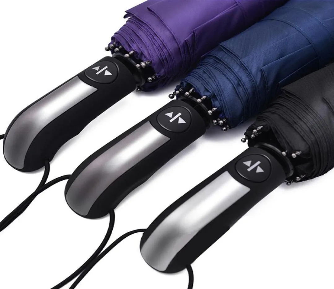 À prova de vento três dobrável guarda-chuva automático completo chuva feminino auto grande guarda-chuva resistente ao vento masculino 10k parasol1665289