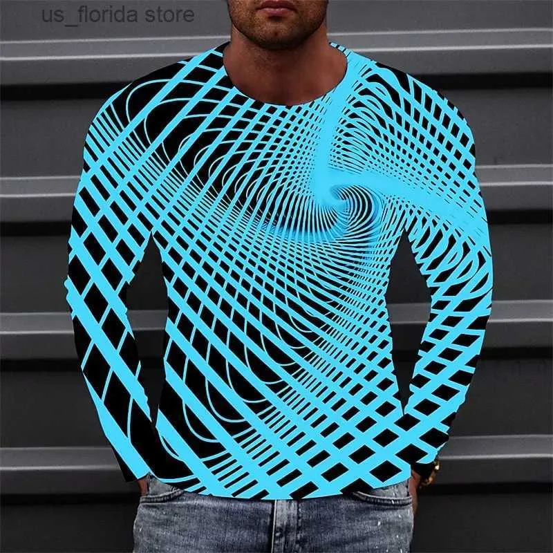 T-shirt da uomo Abbigliamento da uomo T-shirt T Illusione ottica T-shirt stampata con grafica 3D Outdoor Strt Long Slve Apparel Sports Designer Casual Y240321