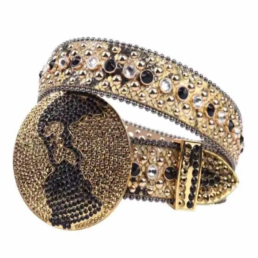 2022 Designer Bb Belt Simon Belts for Owen Men Women Fashion Shiny KOR Diamond Belt Gold BIG Rhinestones Multicolour181a