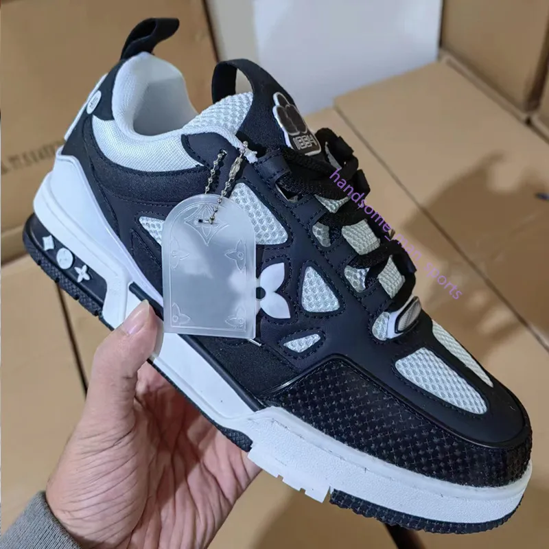 Diseñador de zapatillas de deporte planas Virgil Trainer Zapatos casuales Amantes del denim Cuero Abloh Blanco Verde Rojo Azul Letra Superposiciones Plataforma de moda para hombre para mujer Zapatillas bajas 36-45 B8