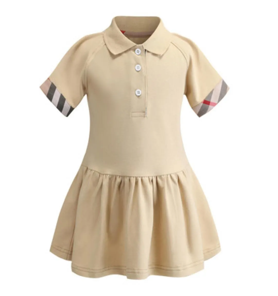 Vestito casual sportivo in cotone per ragazze abiti firmati per bambini vestito da tennis a maniche corte scozzese con risvolto bavero 2019 Abiti estivi per bambini5246389