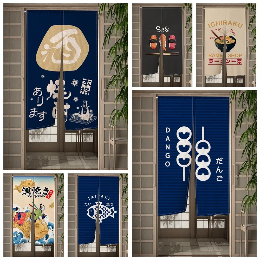 Vorhänge Japanische Izakaya Sushi Esszimmer Tür Curatin Küche Wein Wohnzimmer Tür Partition Dekor Drapieren Vorhang Eingang HalfCurtain