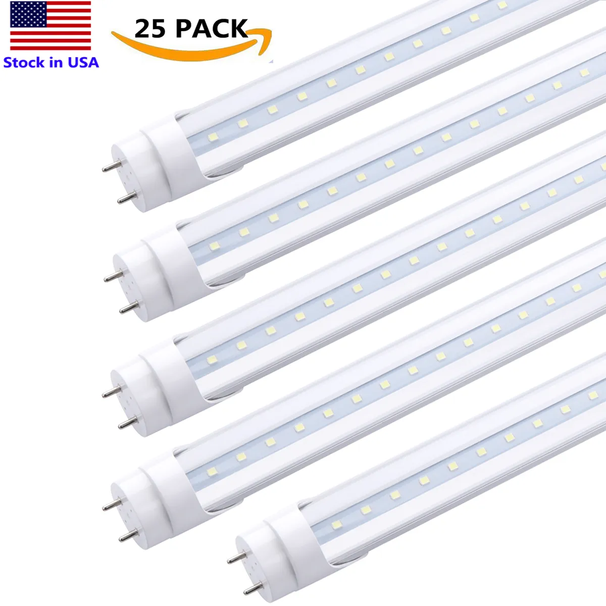 Lâmpadas de tubo de dois pinos G13 de 4 pés 5000K 6000K, substituição de luz fluorescente, tubos de luzes de lâmpada T8 T10 T12, luz de loja LED de desvio de reator de extremidade dupla de 48 polegadas, tampa transparente, não regulável