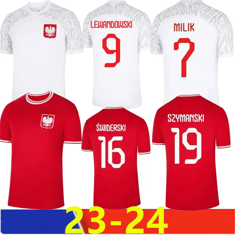 22 23 24 Polônia LEWANDOWSKI Camisas de futebol MEN KIT Polonia 2023 ZIELINSKI MILIK ZALEWSKI SZYMANSKI Camisa de futebol polonês Polen uniforme menino 22 Pologne BEDNAREK