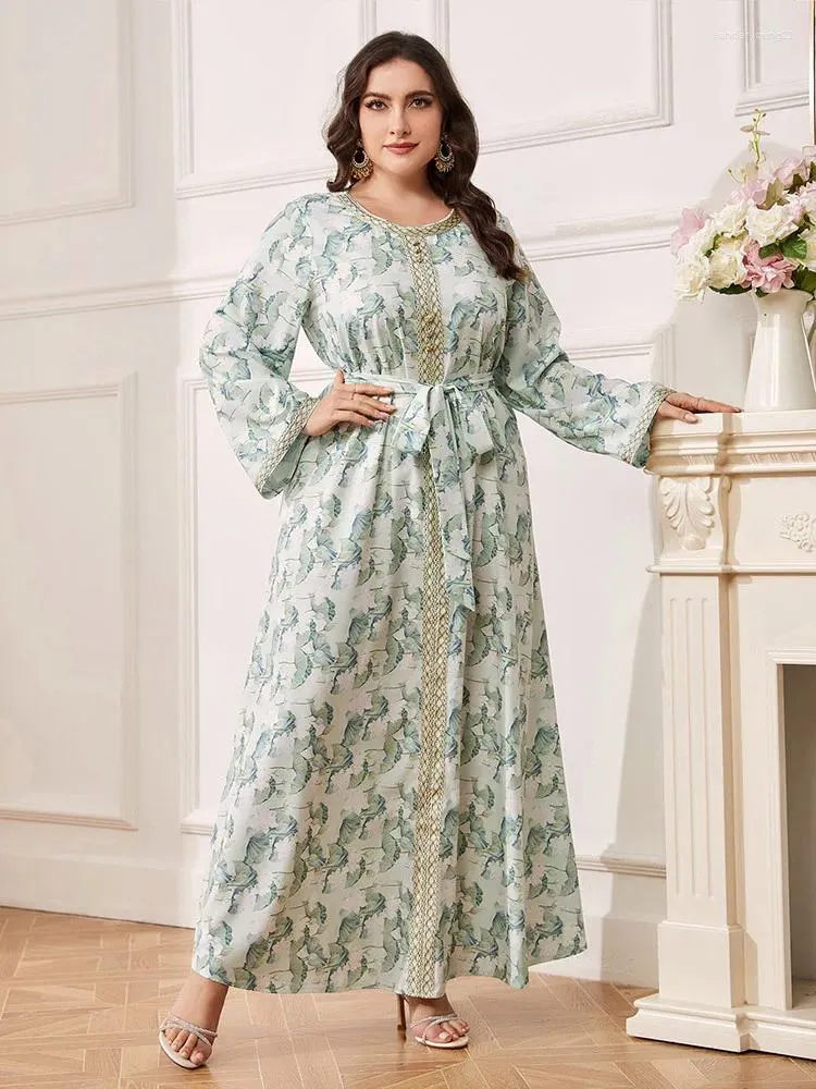 Ethnic Clothing 2024 Elegant Muslim Women Abaya Floral Print Loose Maxi Dress Turkey Kaftan Plus Size 4XL Islamic Arabic Robe Eid Party