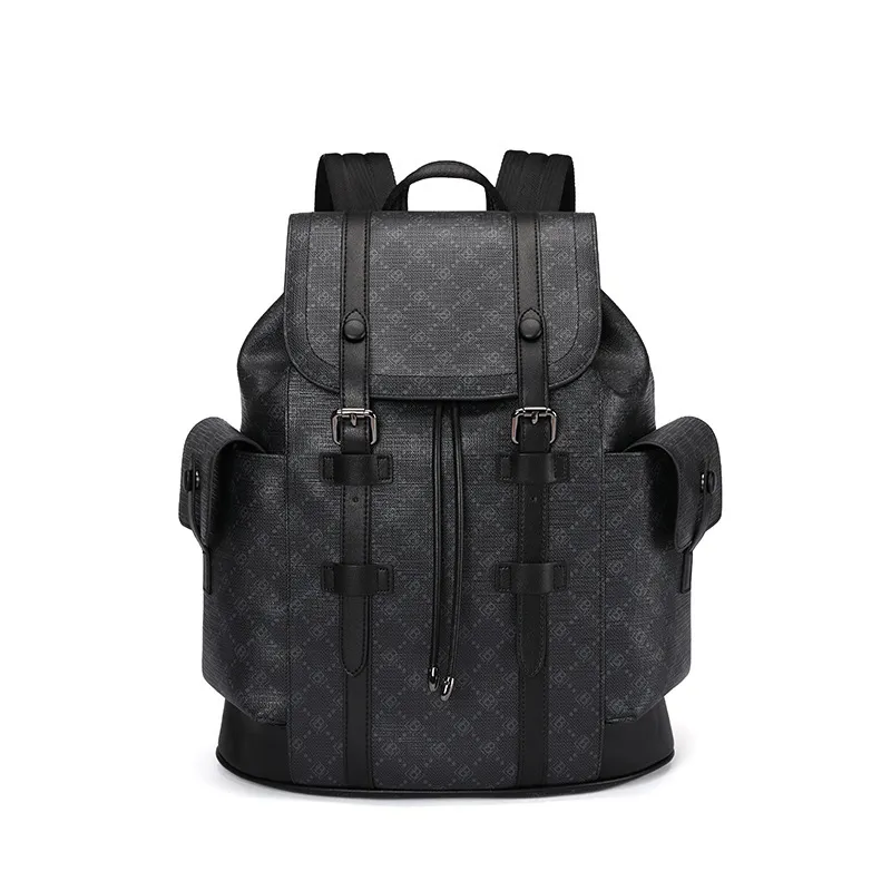 Leisure travel men's backpack office computer bag Backpack High quality black buckle large capacity business bag