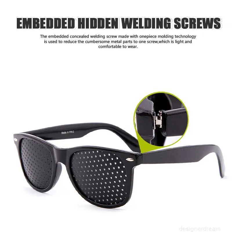 Designer Fashion Relieve Pinhole Glasses Men Corrective Anti-Fatigue Myopia Glasses Reading Black Frame Protector Eyesight Improve Vision N6TQ