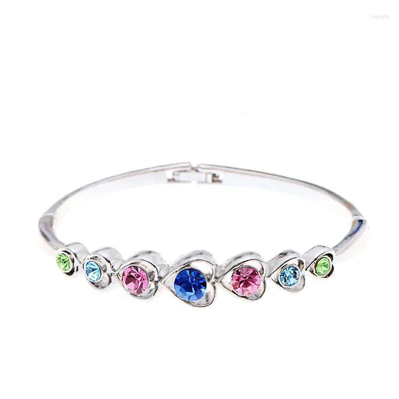 Armreif BN-00003 2024 mit mehrfarbigem Strass für Damen, Massenartikel, Großhandel mit versilbertem Schmuck, personalisierte Geschenke