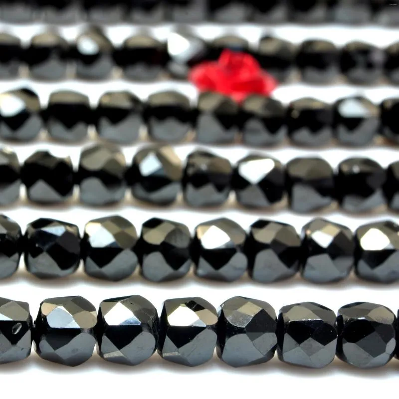 Loose Gemstones Natural Black Spinel Faceted Cube Beads Wholesale Gemstone Semi Precious Stone Bracelet Necklace Diy Jewelry Making Design