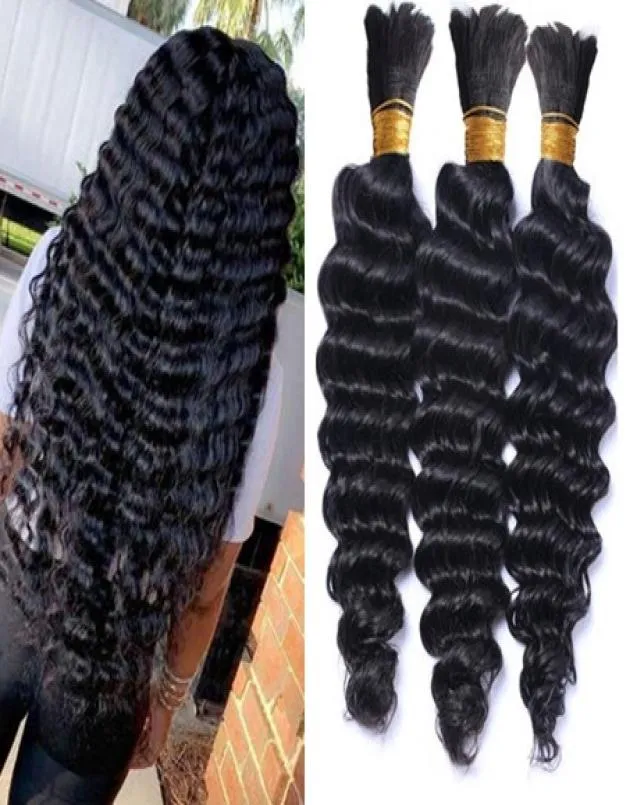 ブラジルの人間の髪の毛の深い波バルク編み添付のための人間の髪は、加工されていない9Aグレード5792566