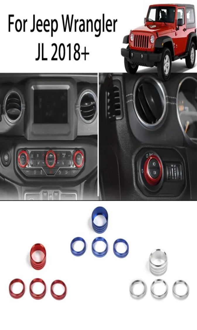 Aluminiumlegeringstrålkastare och luftkonditionering Rotary Decorative Ring Decoration Cover Fit For Jeep Wrangler JL Auto Interior Acces7885805