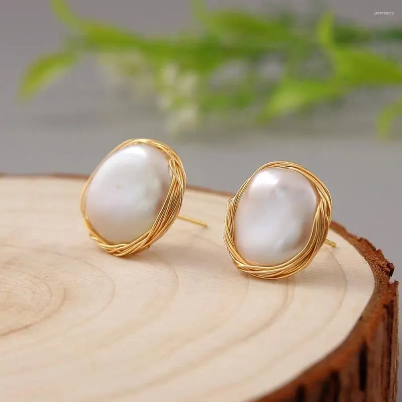 Stud Earrings Coeufuedy Baroque Natural Freshwater Big Pearl For Women Party Gift Earring Handmade Creativity Fine Jewelry