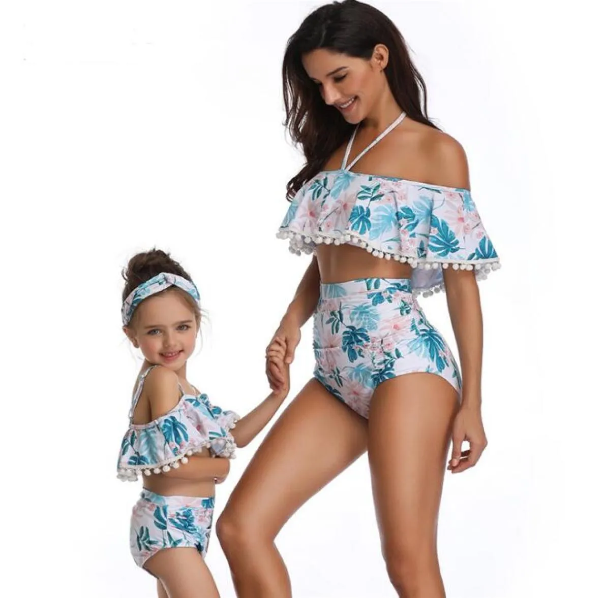 Nuovo costume da bagno 2019 nuovo costume da bagno da donna con stampa floreale bikini a vita alta costume da bagno per genitori 6445958