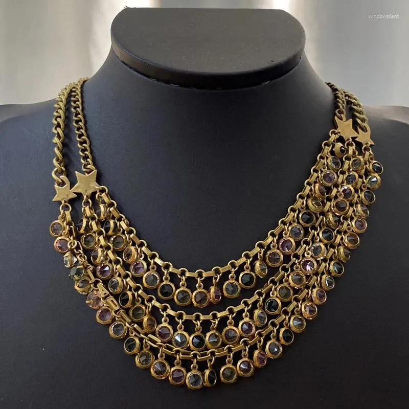 Ожерелья с подвесками, модное ожерелье, линия, блестящая многослойная короткая ретро-латунная цепочка с жемчугом и кристаллами кубического циркония для женщин и леди