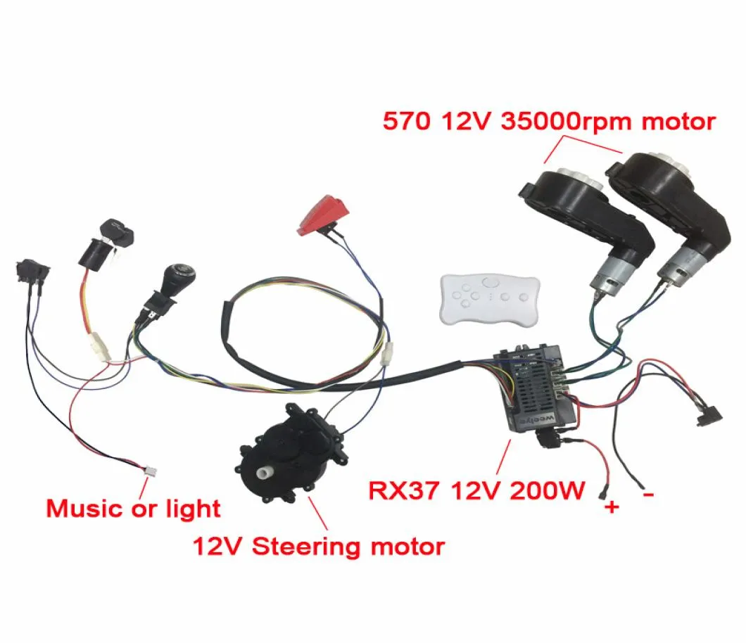 子供の電気自動車DIYアクセサリーワイヤーとギアボックスセルフメイドのおもちゃ車電気自動車の子供用部品の完全なセットon5421073