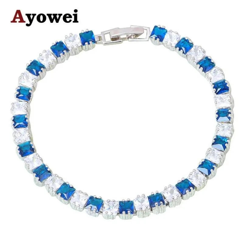 Amazing Jewelry Charm Bracelets Deep Blue zircon Silver tone Lowest Distinctive Fashion Jewelry for Women TBS1080A223d