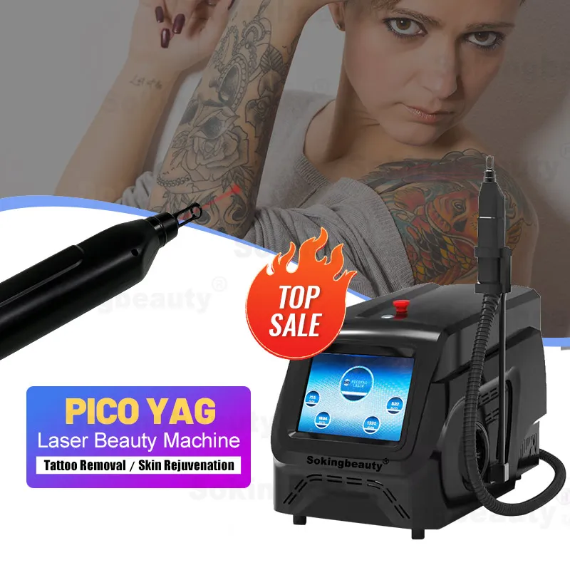 Portable Q Switched Nd Yag Laser Carbon Black Doll Picosecond Laser Tattoo Removal Machine 1064 nm 755nm 532nm Pico Laser Soins du visage Équipement de beauté