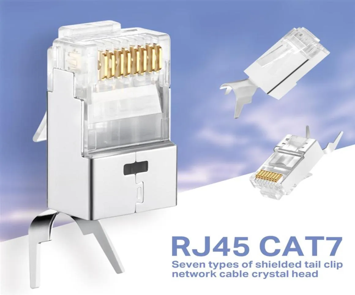 Conector Cat6a Cat7 RJ45 Plugue de cristal blindado Conectores modulares FTP Cabo Ethernet de rede Whole287h1331878